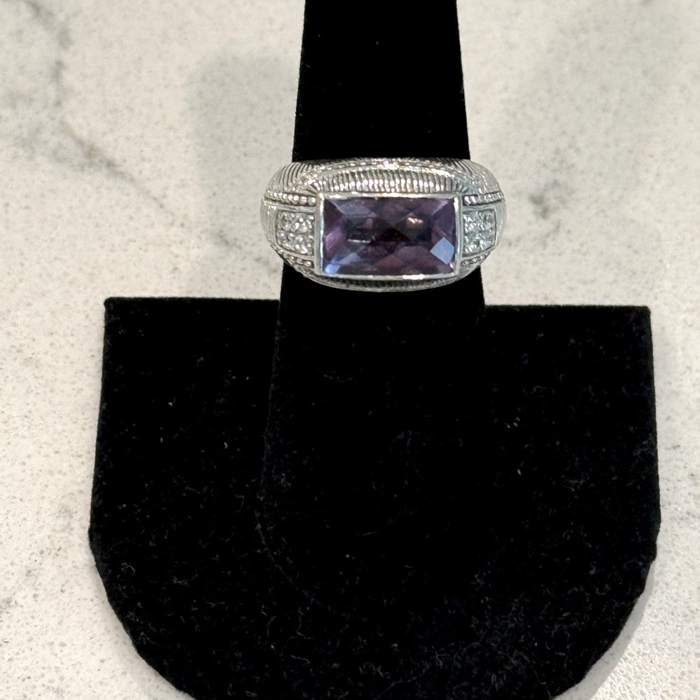 Judith Ripka Amethyst and Diamonique sterling silver Ring